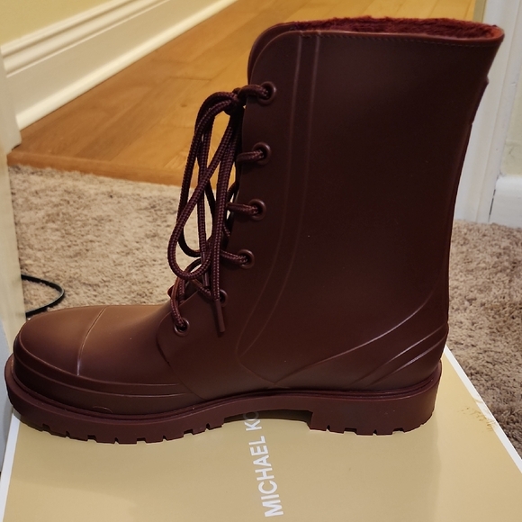 Michael Kors Dark Red Lace-Up Boots - Picture 2 of 4